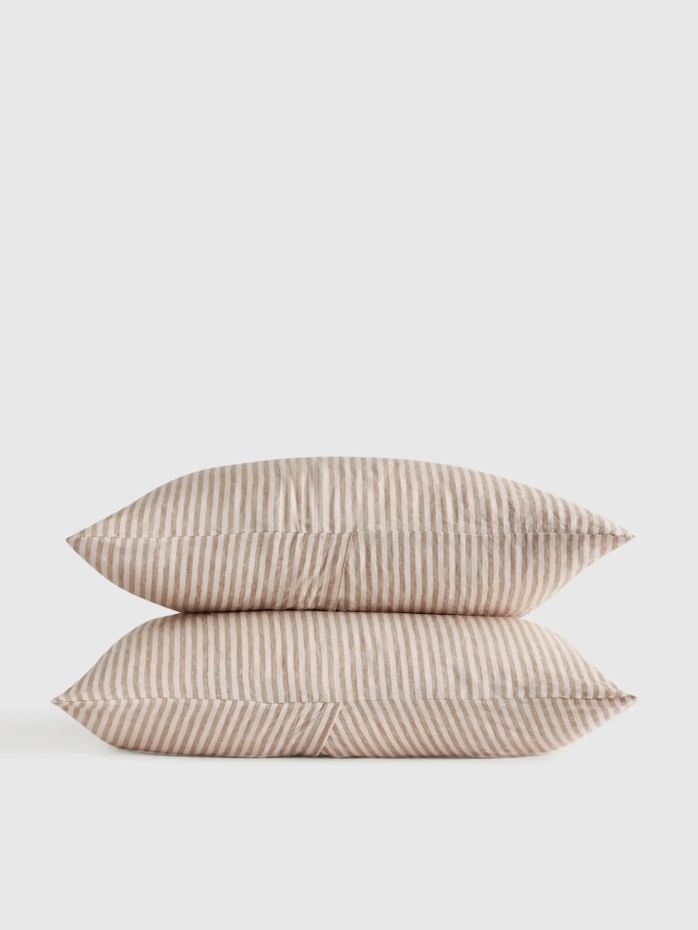 Quince European Linen Sham Set — Standard — Latte/White Stripe — Set of 2